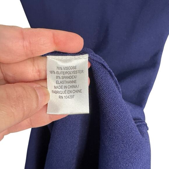 Milly Asymmetrical Drape Navy Sleeveless Dress - Picture 7 of 8